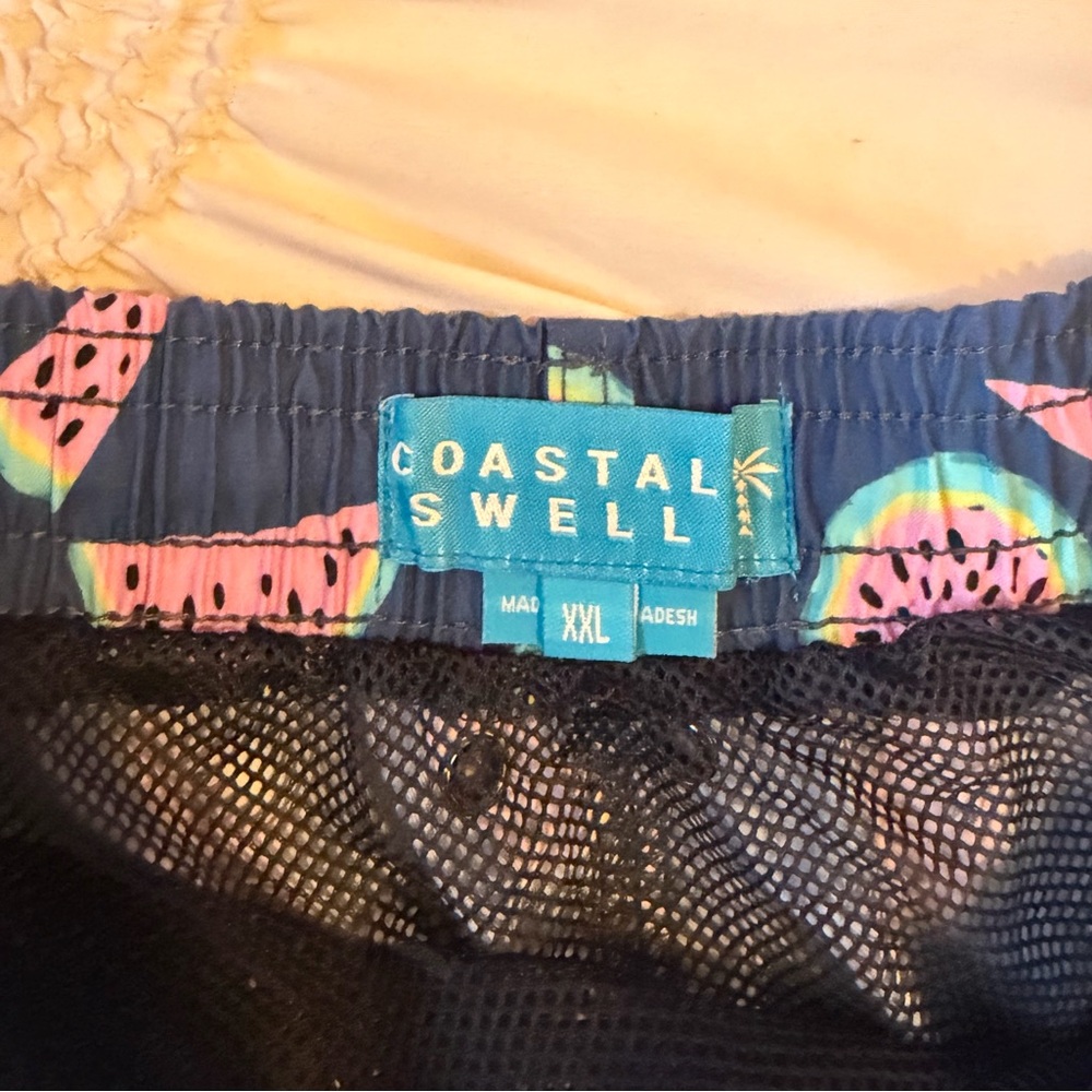Men’s Navy Watermelon Print Swim Trunks - Picture 2 of 3